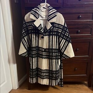Kate Spade Black and Cream Plaid Cape
